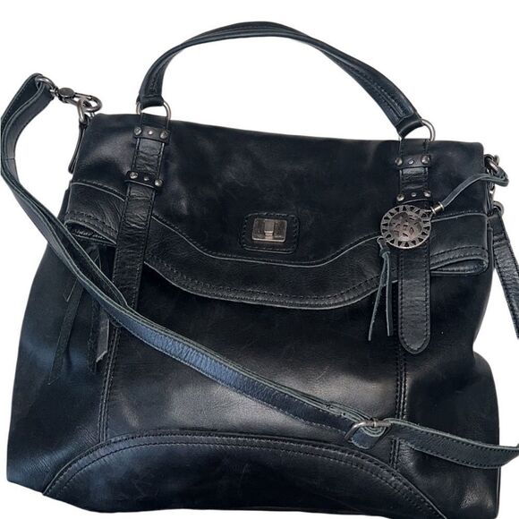 The Sak Sycamore Black Leather Messenger Tote Crossbody - Picture 1 of 12
